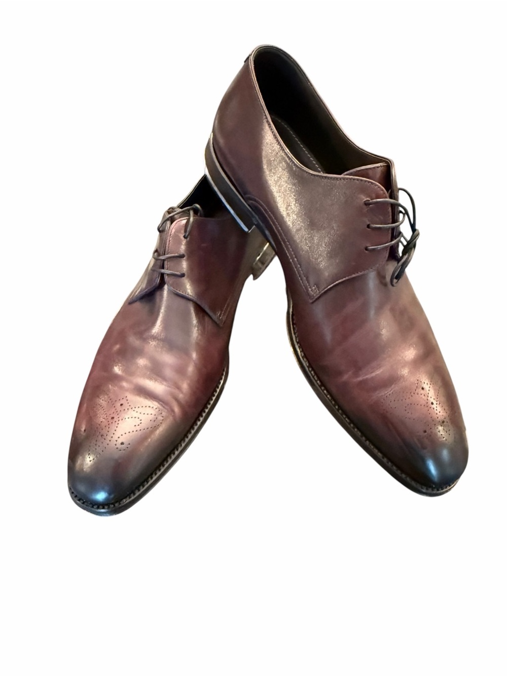Hugo Boss Colby Leather Derby Dress Shoes Mens 9 Rich Burgundy Business Lace Up